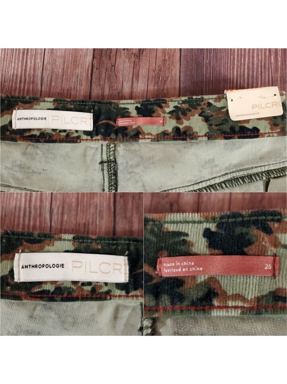 *FLAW* NWT Anthropologie Pilcro Size 25 High Rise Skinny Moss Corduroy Pants - Picture 8 of 12